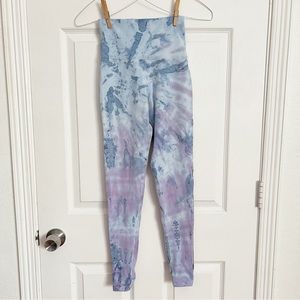 Electric & Rose | pastel tie dye yoga leggings high rise fold over waistband